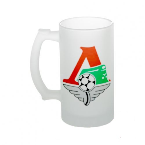 Пивная стеклянная кружка с логотипом Локомотив